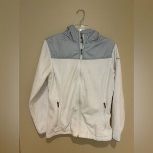 Columbia Light Gray and White Fleece Jacket Size Large